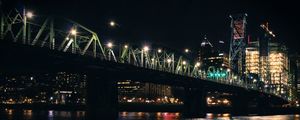 Preview wallpaper bridge, river, lights, buildings, night