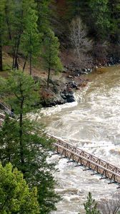 Preview wallpaper bridge, river, mountain, trees, stream