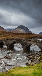 Preview wallpaper bridge, river, mountains, stream