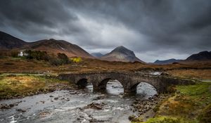 Preview wallpaper bridge, river, mountains, stream