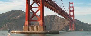 Preview wallpaper bridge, river, mountains