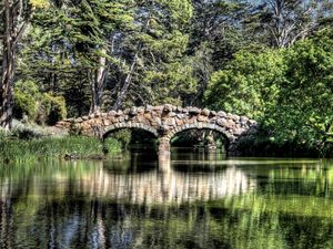 Preview wallpaper bridge, river, reflection, trees