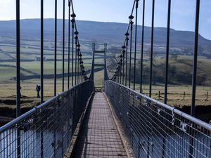 Preview wallpaper bridge, river, shadow, meadows