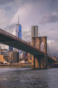 Preview wallpaper bridge, river, skyscrapers, buildings, new york, usa