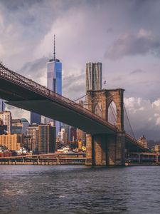 Preview wallpaper bridge, river, skyscrapers, buildings, new york, usa