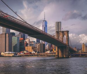 Preview wallpaper bridge, river, skyscrapers, buildings, new york, usa