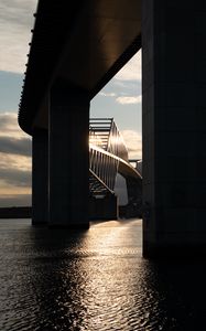 Preview wallpaper bridge, river, supports, construction, architecture
