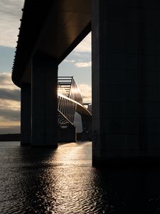Preview wallpaper bridge, river, supports, construction, architecture
