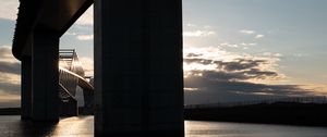 Preview wallpaper bridge, river, supports, construction, architecture