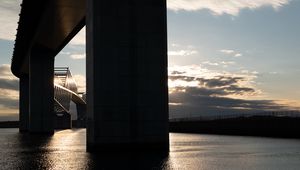 Preview wallpaper bridge, river, supports, construction, architecture