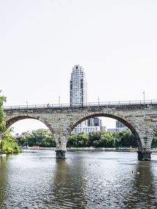 Preview wallpaper bridge, river, tower, building