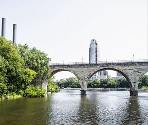 Preview wallpaper bridge, river, tower, building