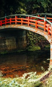 Preview wallpaper bridge, river, trees, rust