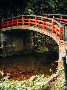 Preview wallpaper bridge, river, trees, rust