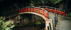 Preview wallpaper bridge, river, trees, rust