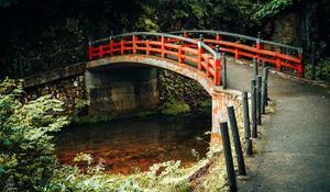 Preview wallpaper bridge, river, trees, rust