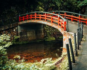 Preview wallpaper bridge, river, trees, rust