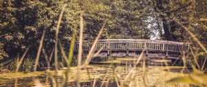 Preview wallpaper bridge, river, trees, blur