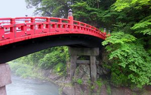 Preview wallpaper bridge, river, trees