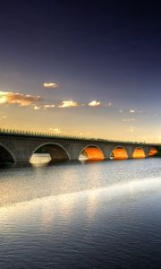 Preview wallpaper bridge, river, trees, sky