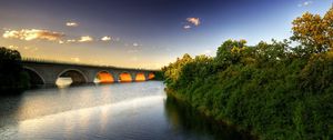 Preview wallpaper bridge, river, trees, sky