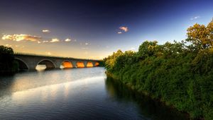 Preview wallpaper bridge, river, trees, sky