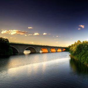 Preview wallpaper bridge, river, trees, sky