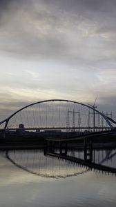 Preview wallpaper bridge, river, water, reflection, clouds, sky