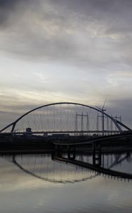 Preview wallpaper bridge, river, water, reflection, clouds, sky