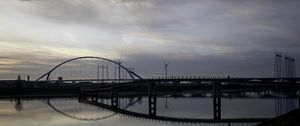 Preview wallpaper bridge, river, water, reflection, clouds, sky