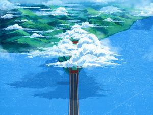 Preview wallpaper bridge, road, aerial view, clouds, water, art