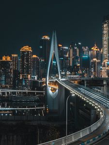 Preview wallpaper bridge, road, buildings, city, architecture