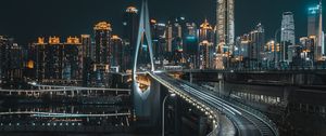 Preview wallpaper bridge, road, buildings, city, architecture