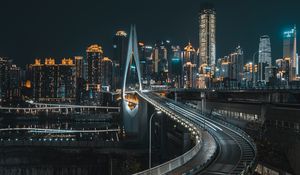 Preview wallpaper bridge, road, buildings, city, architecture