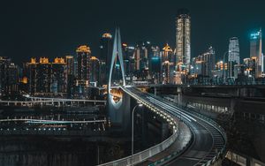 Preview wallpaper bridge, road, buildings, city, architecture