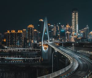 Preview wallpaper bridge, road, buildings, city, architecture