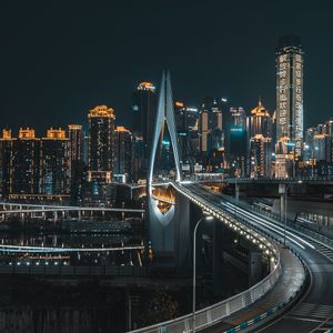 Preview wallpaper bridge, road, buildings, city, architecture