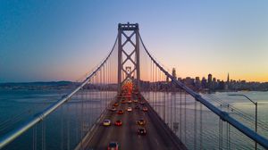 Preview wallpaper bridge, road, cars, water