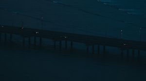 Preview wallpaper bridge, road, cars, sea, night