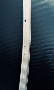 Preview wallpaper bridge, road, cars, water, aerial view