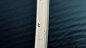 Preview wallpaper bridge, road, cars, water, aerial view