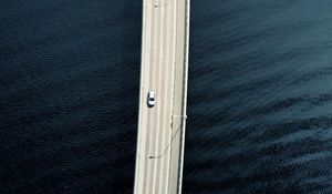 Preview wallpaper bridge, road, cars, water, aerial view