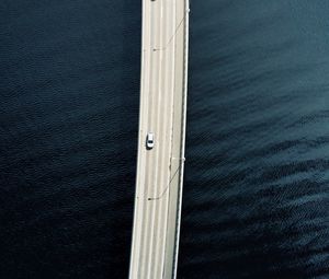 Preview wallpaper bridge, road, cars, water, aerial view