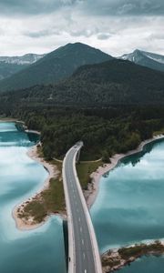 Preview wallpaper bridge, road, island, sea, mountains, lenggries, germany