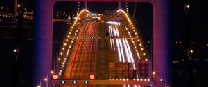 Preview wallpaper bridge, road, light, long exposure, backlight, dark