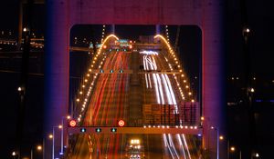 Preview wallpaper bridge, road, light, long exposure, backlight, dark