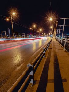 Preview wallpaper bridge, road, lights, light, night