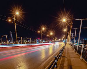 Preview wallpaper bridge, road, lights, light, night