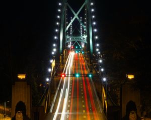 Preview wallpaper bridge, road, lights, illumination, night, dark