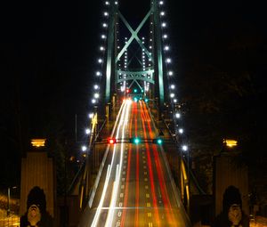 Preview wallpaper bridge, road, lights, illumination, night, dark